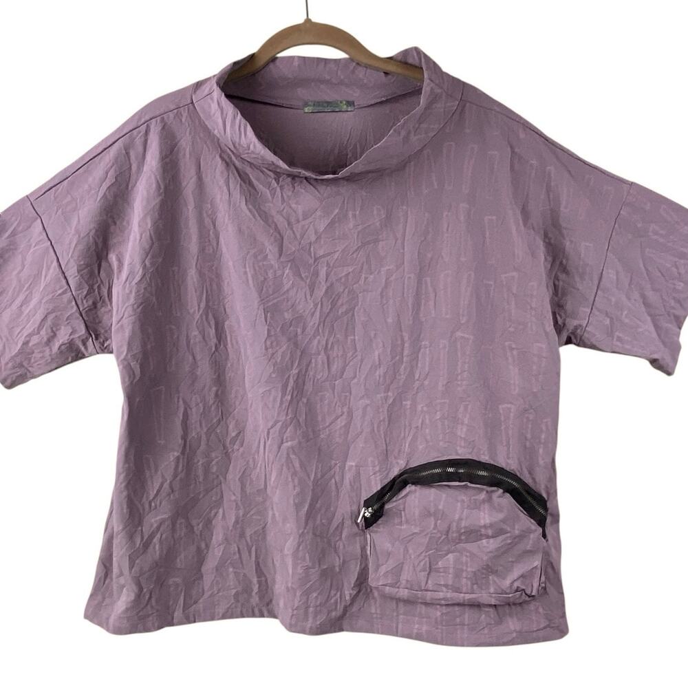 Chalet Et Ceci Crinkle Blouse Size M Lavender Art To Wear Layering